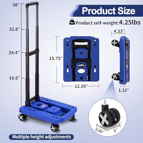 GtIiFmTe Foldable Hand Truck, Lightweight Luggage Cart for Airport Car Seat - Image 2