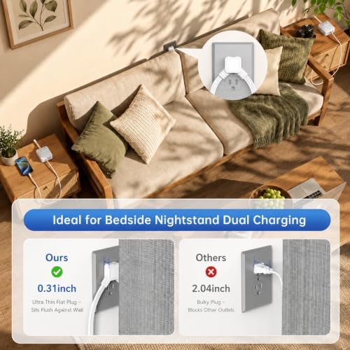 Split Extension Cord 12FT(6FT Per Side) - Single 4 AC & 4 USB Ports - Image 4