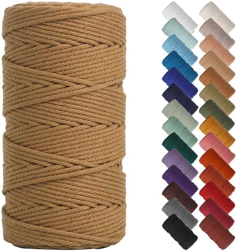 NOANTA Coffee Macrame Cord 3mm x 220yards, Colored Cotton Rope Macrame Yarn by NOANTA