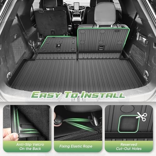 Floor Mats for Ford Explorer 2020-2025 2026 Captain Chairs (Only Fit 6 Seats), All Weather Cargo Liner for Explorer Accessories, Active/ST Line/ST/Platinum Car Accessories, Heavy Duty Car Mats - Image 5