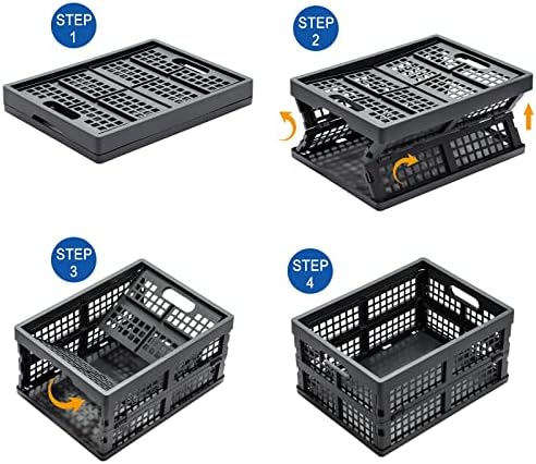 Eslite 16L Collapsible Storage Crates,Folding Plastic Crates for Storage,Pack of 4,Gray - Image 4