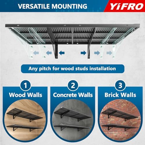4-Pack 1.5x4ft Heavy Duty Garage Wall Shelving, 1000 lbs Load Capacity, Garage Shelving Wall Mounted, Storage Rack with Hooks, Black - Image 5