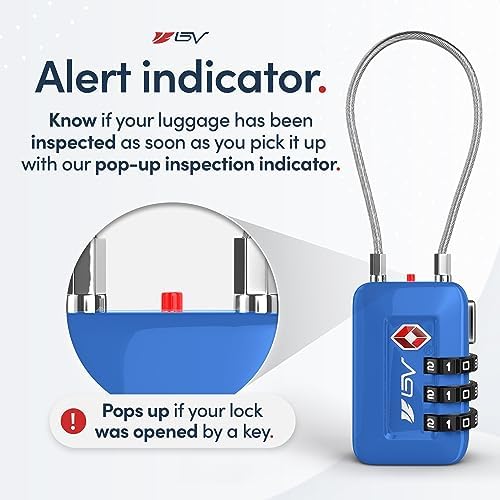 TSA Accepted Luggage Travel Lock, Set-Your-Own Combination Lock for School Gym Locker, Luggage Suitcase Baggage Locks, Filing Cabinets, Toolbox, Case (Blue, 1 Pack) - Image 5