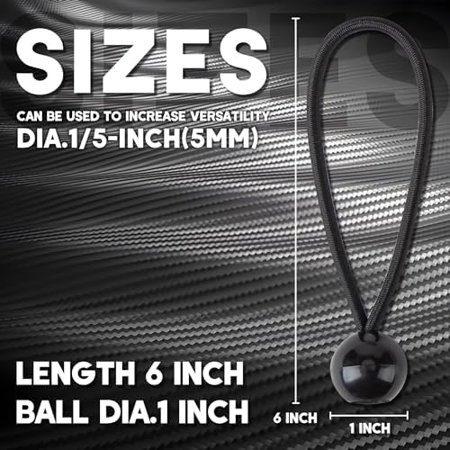 CARTMAN 30-Pack 6-Inch Ball Bungee Cords for Canopies and Tarps, Black - Image 2
