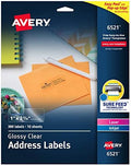 Avery Printable Address Labels with Sure Feed, 1" x 2-5/8", Glossy Clear, 300 Blank Mailing Labels for Laser and Inkjet Printers (6521) by Avery