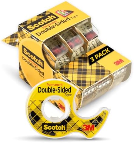 Scotch Double-Sided Tape, 1/2 in x 250 in (12.7 mm x 6.35 m), 3 Pack by ScotchBrand