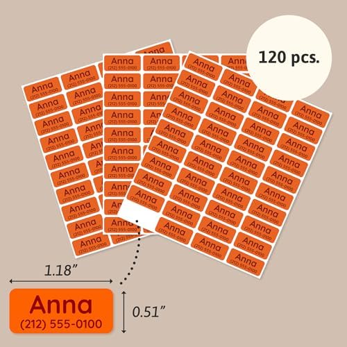 TeddyLabels - Clothing Labels for Nursing Home (120) – Self-Adhesive Name Tags for Clothes and Personal Items. Personalized Labels for Daycare, Nursing Homes, and Laundry Use - Orange - Image 6