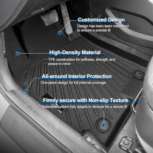 PELEUS Floor Mats Custom Fit for KIA Forte 2014-2018, 4PC Full Set All Weather Car Liners Includes 1st 2nd Row Front Rear Seat Mats and Trunk Mat Cargo Liner, Black - Image 3