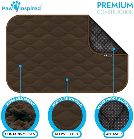 Paw Inspired Washable Padded Crate Mats for Dogs, Dark Brown, 41x28 Inch - Image 5