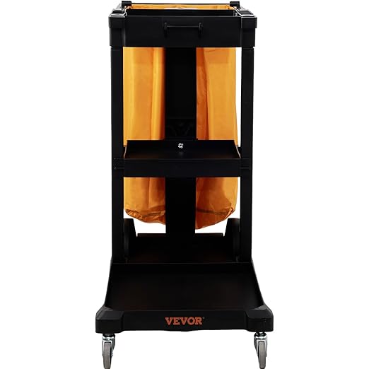 VEVOR Cleaning Cart, 3-Shelf Commercial Janitorial Cart, 200 lbs Capacity - Image 8