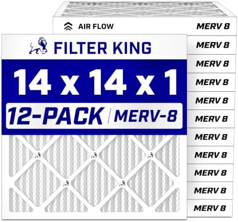 Filter King 14x14x1 Air Filter MERV 8, AC Furnace Filters (12-Pack) by FilterKing