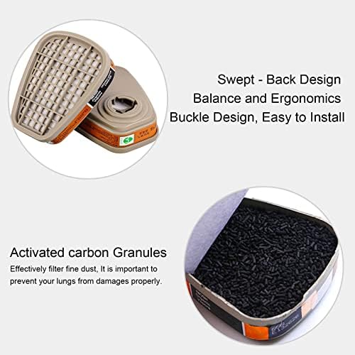NC Reusable Face Cover Set with Glasses for Gas, Painting, Dust, Machine Polishing, Organic Vapors with Filter Cotton, Staining,Car Spraying,Sanding &Cutting, DIY and Other Work Protection - Image 4