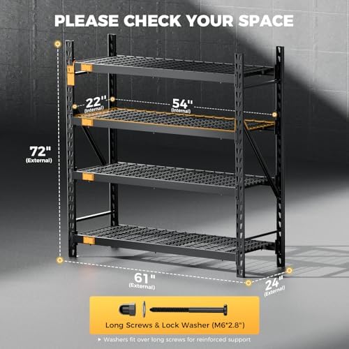 CAMMOO 6000LBS Heavy Duty Storage Shelves, 61''W x 24''D x 72''H - Image 2