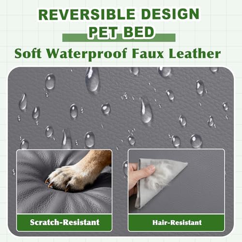 Waterproof Dog Bed Washable Wipeable Leather Large Crate Pad 35" Orthopedic - Image 2