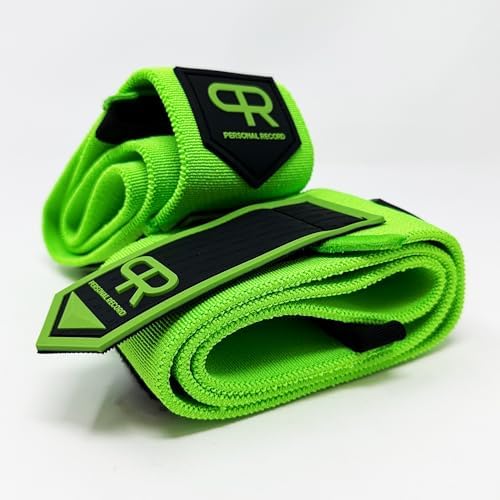 PR Personal Record Elbow Wraps for Weightlifting - Heavy Duty Construction, 25% More Elasticity, Reinforced Stitching, Extra Wide Fastener, Easy to Adjust, (Neon) - Image 4