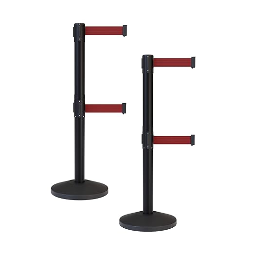 Crowd Control Warehouse CCW Series RBB-100D Set of 2 Stanchion Retractable Belt by Crowd+Control+Warehouse
