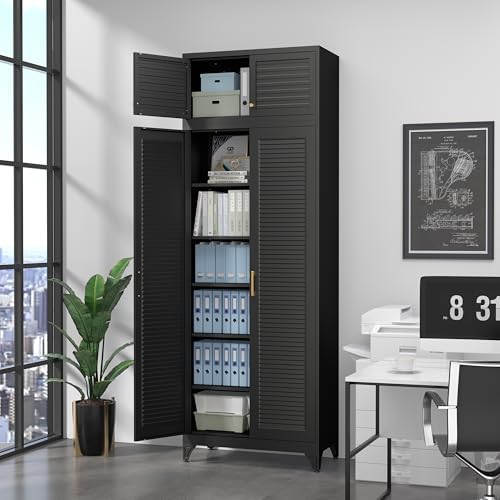 SteeLoong 90" Metal Storage Cabinet with Doors and 5 Adjustable Shelves - Image 2