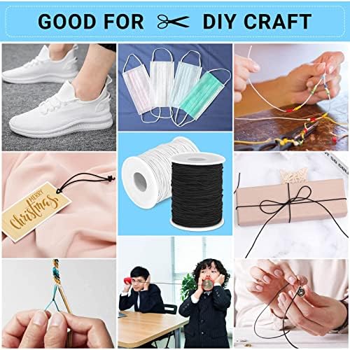 Elastic String Cord, Selizo 2 Pack Stretchy String for Bracelets, Necklace, Beading, Jewelry Making and Sewing (1.2 MM, 109 Yards, Black & White) - Image 7