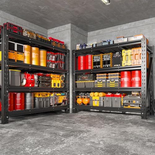 Romorgniz 51.6" W Garage Shelving 3000LBS Heavy Duty Storage Shelves Adjustable Industrial Shelving Large Metal Shelves for Garage Warehouse Basement Shop, 51.6" W x 17.8" D x 72" H, Black, 2PC - Image 7