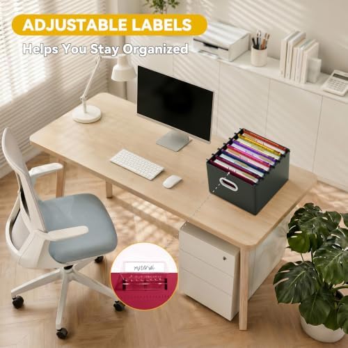 Letter Size Hanging File Folders Extra Capacity,1.5" Expandable Plastic Hang Folder for Filing Cabinet,12 Pack Reinforced Heavy Duty File Folder with Tabs,Filing System for Home Office-Colored - Image 5