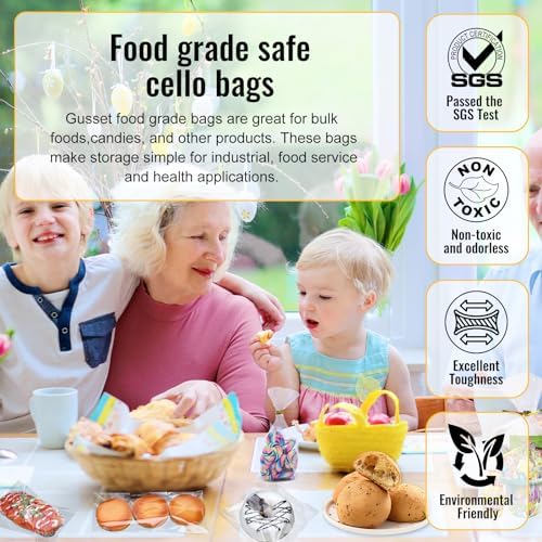 Self‑adhesive 200pcs 4X10 inch Clear Cellophane Bags Gift Wrap Treat Bags - Image 5