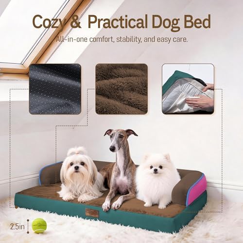 Comfort Expression Washable Dog Bed with Bolster for Medium to Large Dogs - Image 4