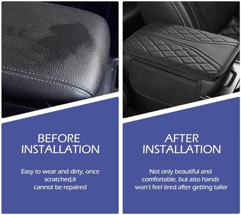 Car Center Console Cover, Breathable Fiber Leather Car Armrest Cover with 2 Storage Bags, Universal Vehicle Center Console Pad, Universal for SUV, Sedan, Truck (Black) - Image 5