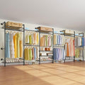 Timate F6 Wall Mounted Clothes Rack - Expandable Industrial Pipe Closet System, Heavy Duty Hanging Garment Rack, Closet Organizer & Storage Solution for Wardrobe, Bedroom,Walk-in Closets,Black by SturdyWallMountedClothesRack