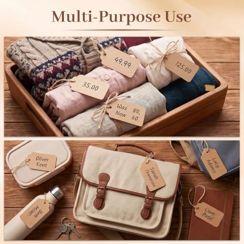 SALLYFASHION 100PCS Gift Tags with String Attached, Kraft Paper Hang Tags - Image 2