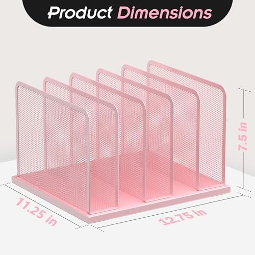 Kuntine.B 5-Section Upright Desk File Organizer Pink 1 Pack - Image 2