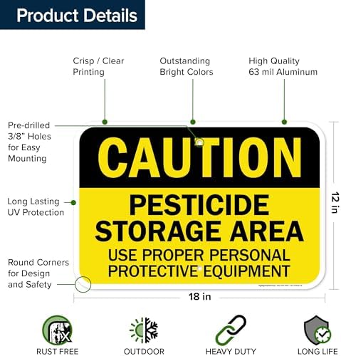 Caution Pesticide Storage Area Use Proper Personal Protective Equipment Sign, 12x18 Inches, Rust Free .063 Aluminum, Fade Resistant, Made in USA by My Sign Center - Image 6