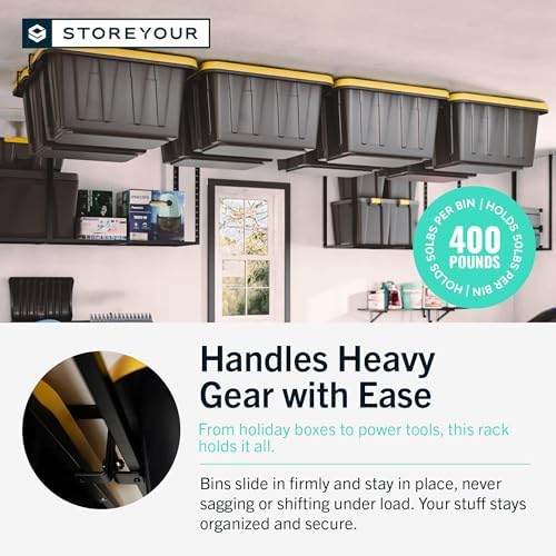 StoreYourBoard Ceiling Tote Storage Rails, Capacity for 8 Bins, Hold 400 lb - Image 5