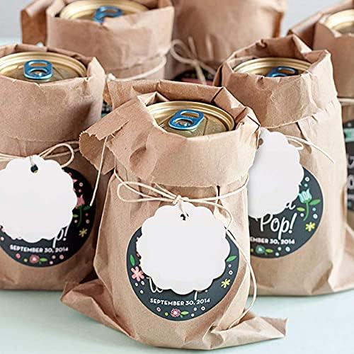 G2PLUS 100PCS Scalloped Tags with Twines,2.4 in Round White Paper Tag - Image 5