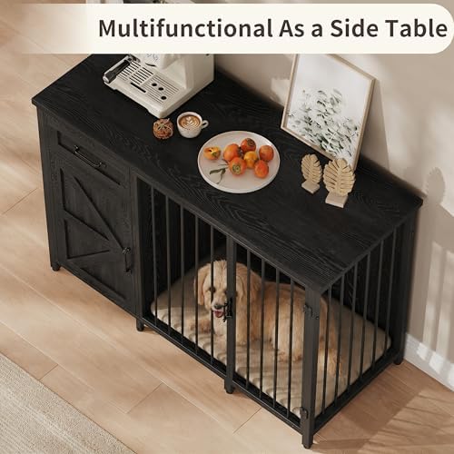 kepptory 30 Inch Dog Crate Furniture with Cabinet, Heavy Duty Farmhouse Dog Kennel with Charging Station, Wooden End Table TV Stand with 900 LBS Capacity and Adustable Feet - Image 6