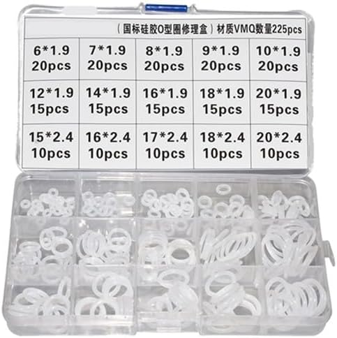 225 PCS VMQ Grade Silicone O Ring Assortment Rubber Silicone Seal Kit by SHSTM