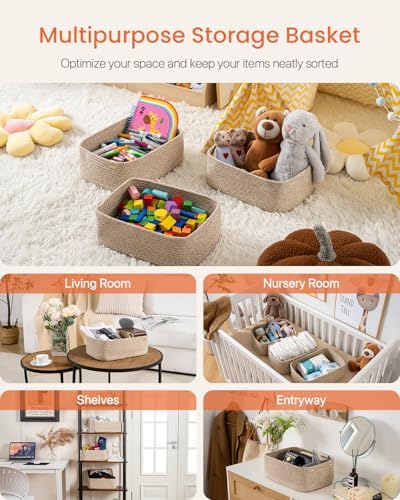 KALLAX Small Woven Storage Basket for Organizing, 13.5x9.5x5 inches, 3 Pack - Image 3