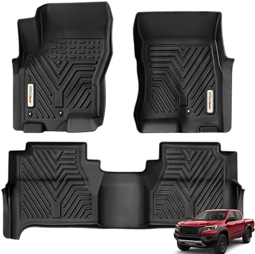 YITAMOTOR Floor Mats Compatible with 2008-2021 Nissan Frontier Crew Cab, Custom Compatible with Truck Floor Liners, All-Weather Protection for Frontier Accessories, 1st & 2nd Row, Black by YITAMOTOR