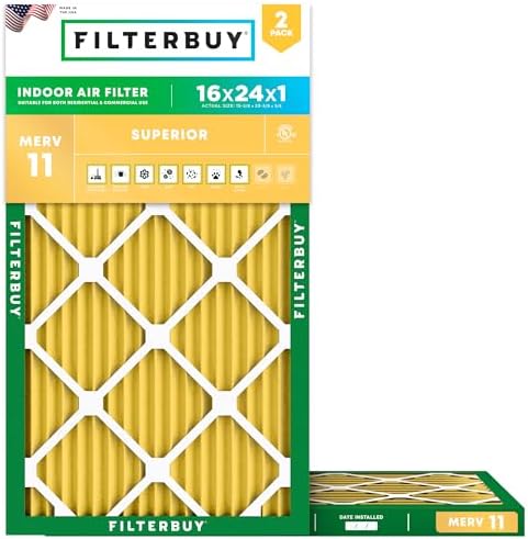 Filterbuy 16x24x1 Air Filter MERV 11 Pet & Allergy Defense (2-Pack) by Filterbuy