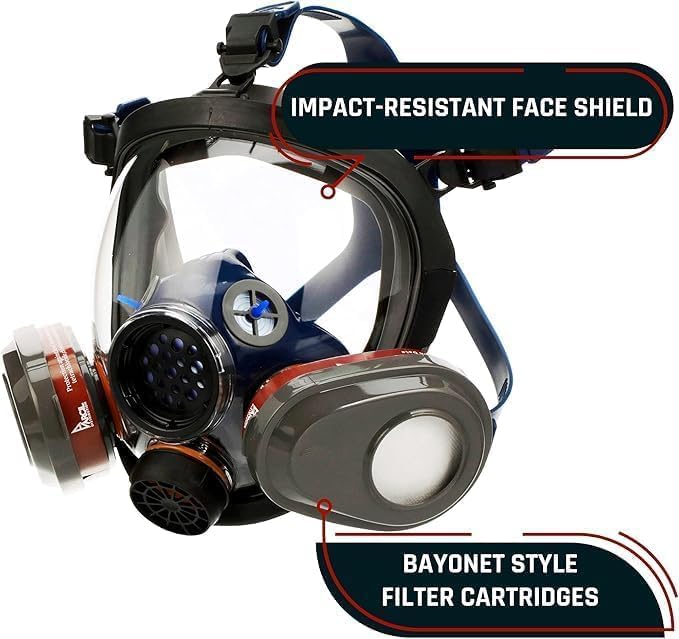 Parcil Distribution Full Face Respirator Mask - Air Purifying, Organic Vapor & Particulate - Industrial Use - CE Tested - Image 2
