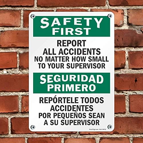 SmartSign - S-5981-PL-14 "Safety First - Report All Accidents To Supervisor" Bilingual Sign | 10" x 14" Plastic - Image 3