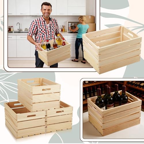 3 Pack Large Wooden Storage Crates 16 x 12 x 9.5 Inches - Image 3