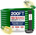 200ft Outdoor/Indoor Extension Cord 10/3 Gauge Ultra Heavy Duty 3 Prong SJTW, Waterproof, Flexible Cold-Resistant Long Power Cord,10A 125V 1250W, Green by LifeSupplyUSA by LifeSupplyUSA
