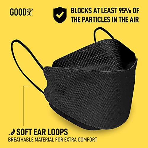 Good Mask Co. Good Comfort KN95 Face Mask, Disposable KN95 Face Mask, Folding, Filter Efficiency 95%, Comfortable Face Masks, Bulk Face Masks (10 Pack of Masks, Black) - Image 4