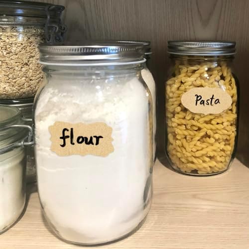 300 Pcs Gift Tag Name Labels Stickers, Kraft Blank Self-Adhesive Jar Labels for Storage Bins Essential Oil Spice Bottle Cosmetic Decoration Food Containers, Mason Labels Craft Presents Stickers - Image 5