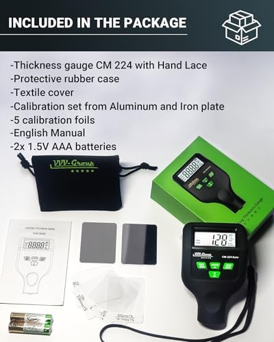Paint Thickness Gauge CM-224 Auto – Digital Coating Thickness Meter for Cars and Automotive Inspection, Fe / Al / Fe+Zn Detection, 0.1 μm Resolution, Factory Calibrated, Large Backlit LCD - Image 6