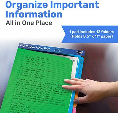 Find It File Folder Notepad - Pack of 12-9.5 x 12.5 Inch Notebook Organizer Folders for Filing, Document, and Clipboard Organization - Assorted Neon Colors - Image 3