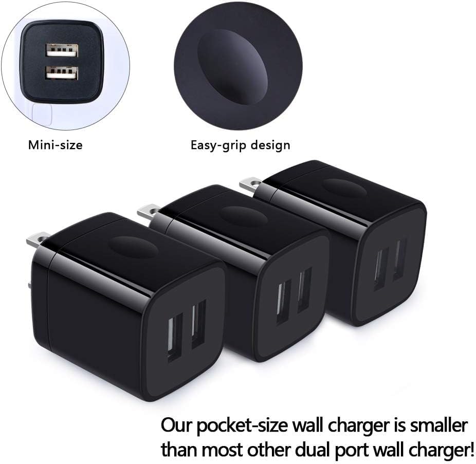 Wall Charger,Charger Cube,Charging Block Fast Charge 3Pack Dual Port 2.1A - Image 3