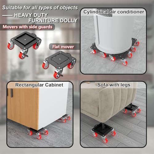 MYUEA Furniture Dolly 5 Wheels Heavy Duty with Removable Side Guards,3307 Lbs Capacity,360° Rotating Wheels & Side Brake,Furniture Movers Lifter Tool with Wheels for Appliances,Sofas,Beds,Pianos - Image 3