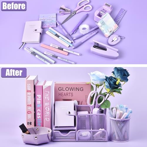 LXEVIHK Purple Desk Accessories 23-Piece Office Supplies Gift Set for Women - Image 3
