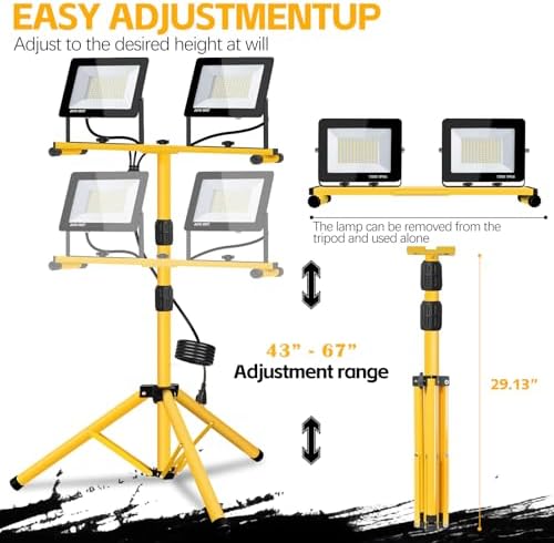 Work Lights with Stand, 14000 Lumen 2 Adjustable Heads LED Work Light - Image 3